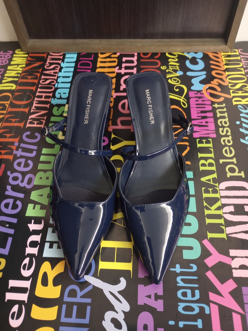 Marc Fisher Navy💙 Blue Patent Pointed-Toe Mules!